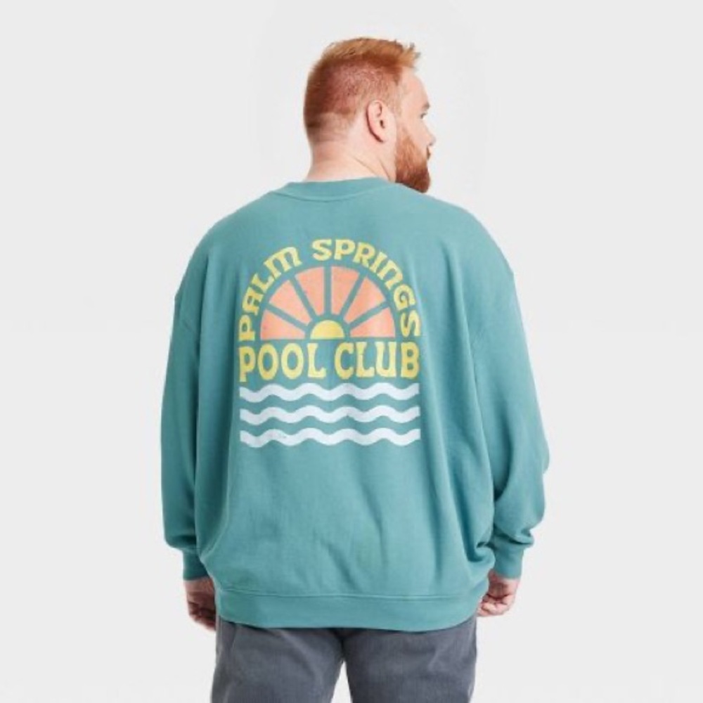 Goodfellow & Co Men's French Terry Crewneck Pullover Sweatshirt- Palm Springs